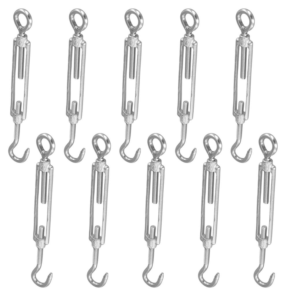 10 M6 Edelstahl-Kabelspanner mit Haken- und Ösenverschluss für Kabel, Zäune, Markisen und Außengeräte.