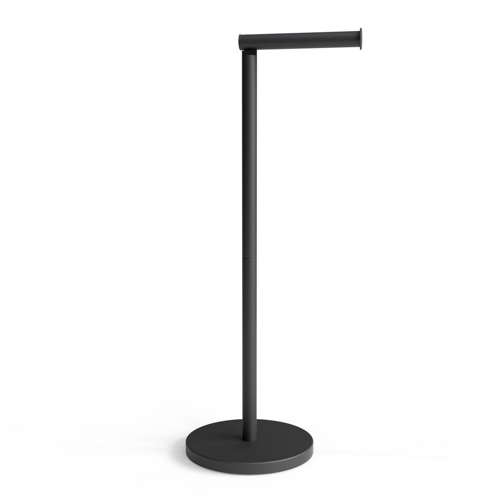 Minismus Toilettenpapierhalter Stehend Schwarz - Klopapierhalter Freistehend mit Click-Up Arm für 5 Rollen Toilettenpapier Aufbewahrung Schwarz