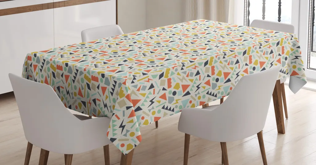 ABAKUHAUS Tovaglia Boho 140x200 Cm - Motivo Geometrico Turco - Rosso Vermilion E Multicolore - Perfetta Per Feste E Uso Quotidiano