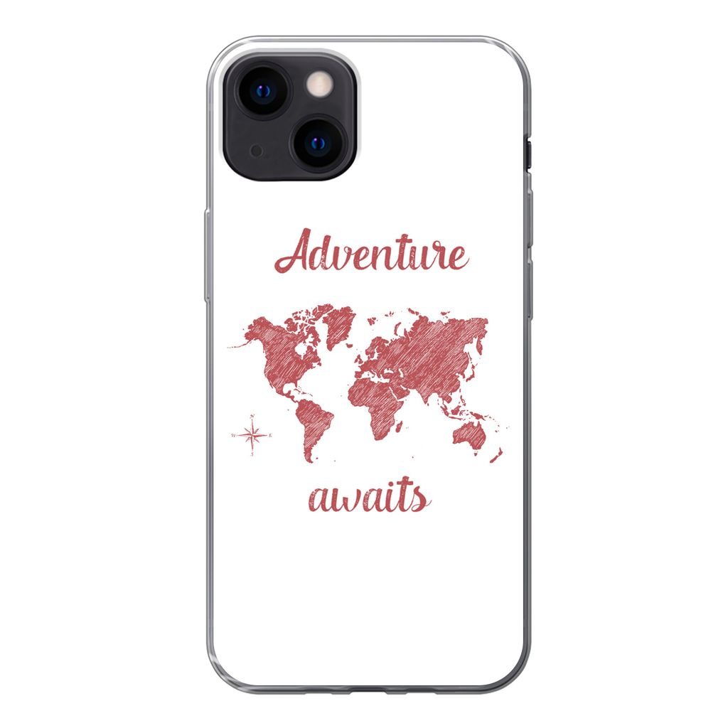 MuchoWow Handyhülle Schutzhülle Hülle für iPhone 13 Karte - Sprichwörter - Rosa Silikon Softcase Handy Hülle - Karteninhaber