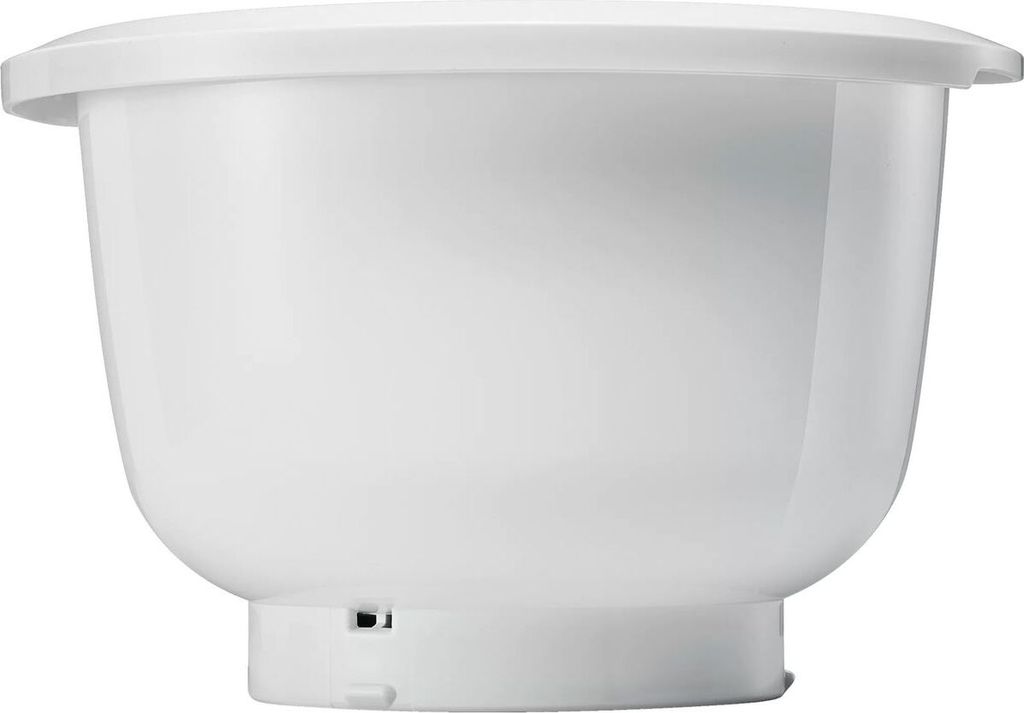 A side view of a white mixing bowl.