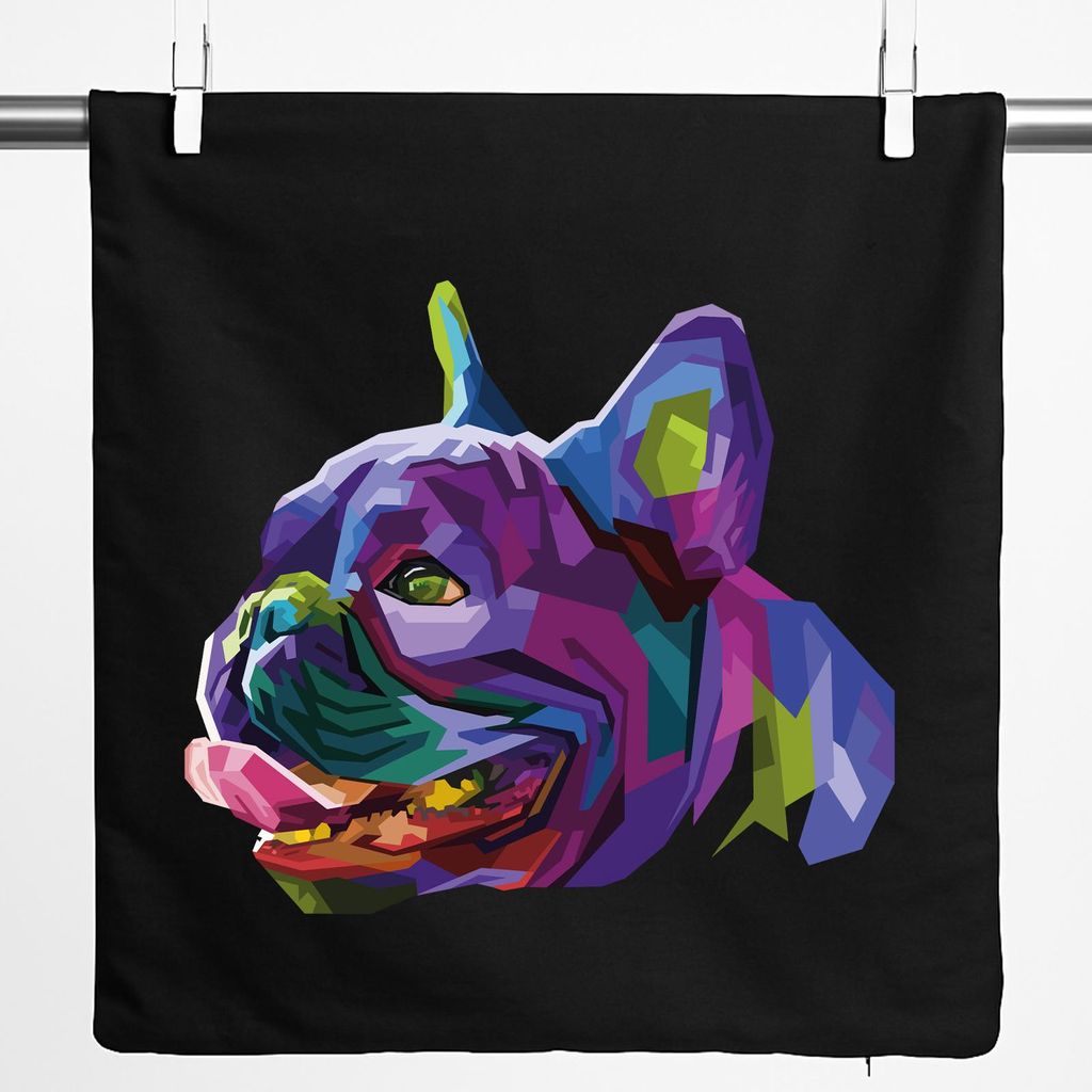 Huuraa Kissenbezug Mops Colorful 40x40cm Black Baumwolle Dekokissenbezug Geschenkidee