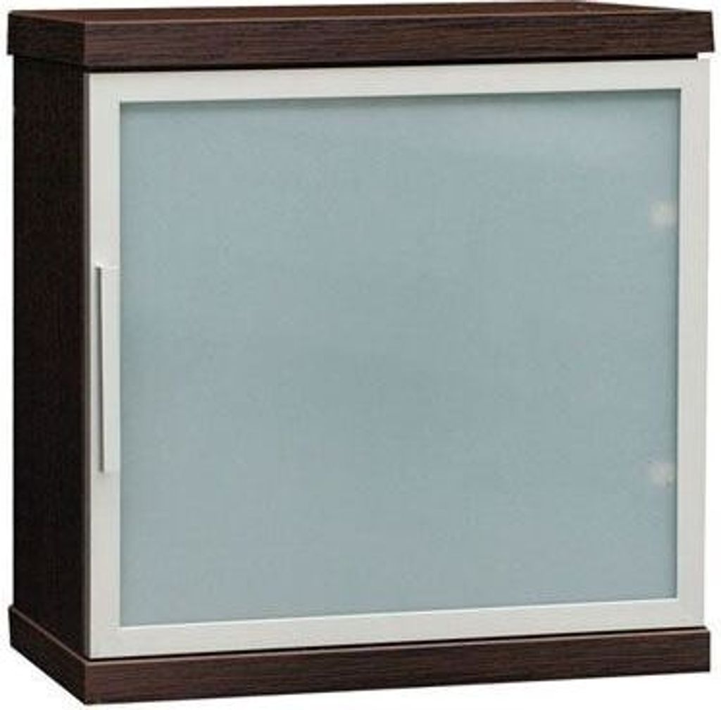 Hängeschrank Trelew 04 mit Milchglas Scheibe, Wenge, Türanschlag Rechts - 43 x 40 x 26 cm, große Türe, ABS Kanten, Front mit Alurahmen