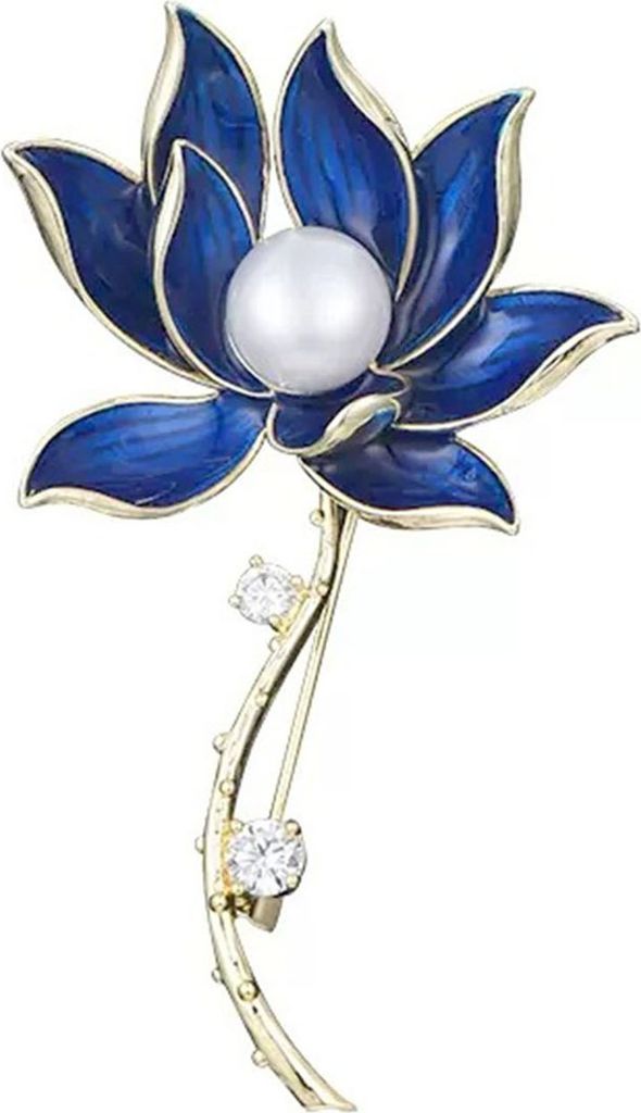 Strass-Imitationsperlen-Brosche, feine Verarbeitung, blaue Blumenform, Damen-Brosche, Kostüm-Accessoires