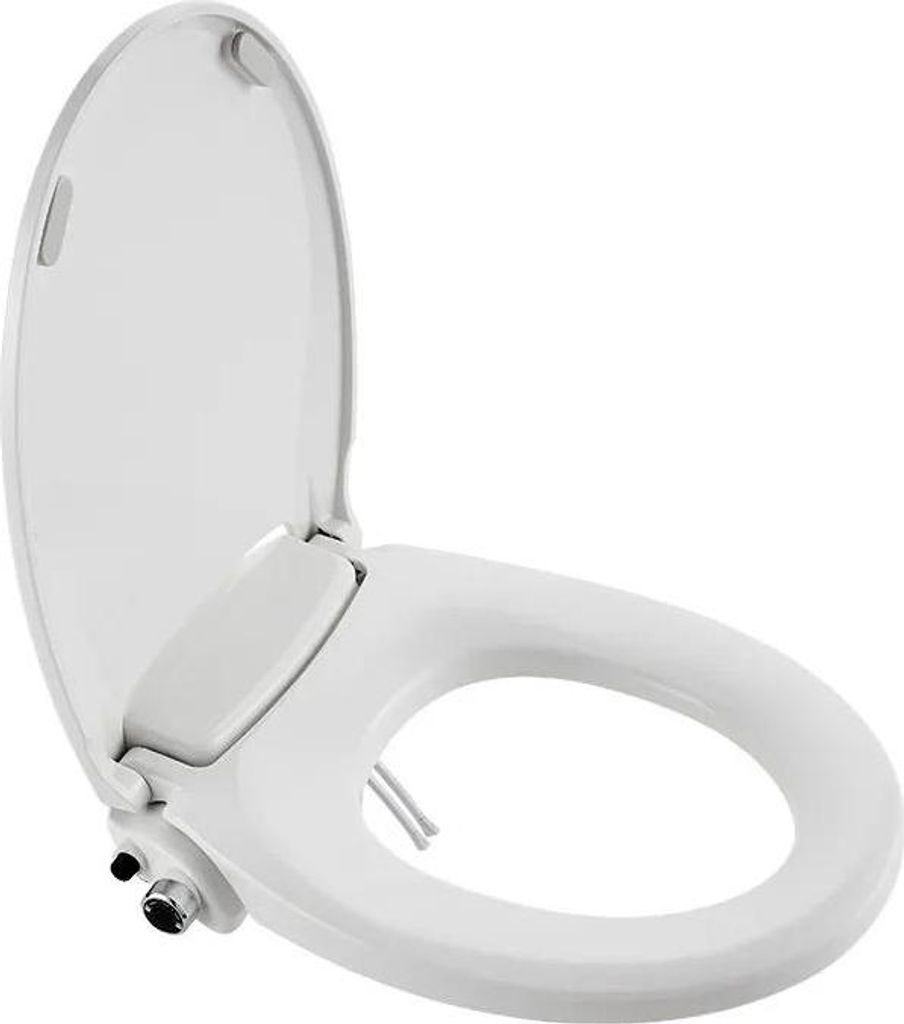 WC-Sitz mit Bidet - Nicht elektrisch - V-förmig - Offene Front - Soft-Close - Selbstreinigende Düse - PP-Kunststoff - Weiß