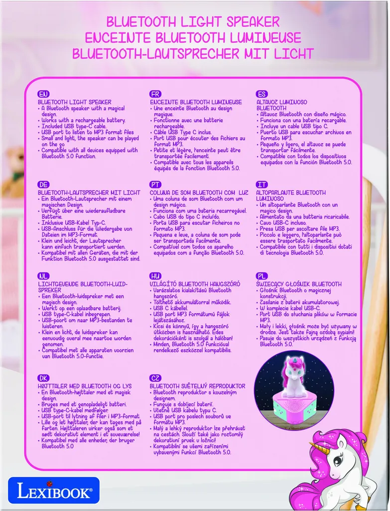 Enceinte Bluetooth Enfant Licorne Lexibook : Cadeau Anniversaire Idéal - 6