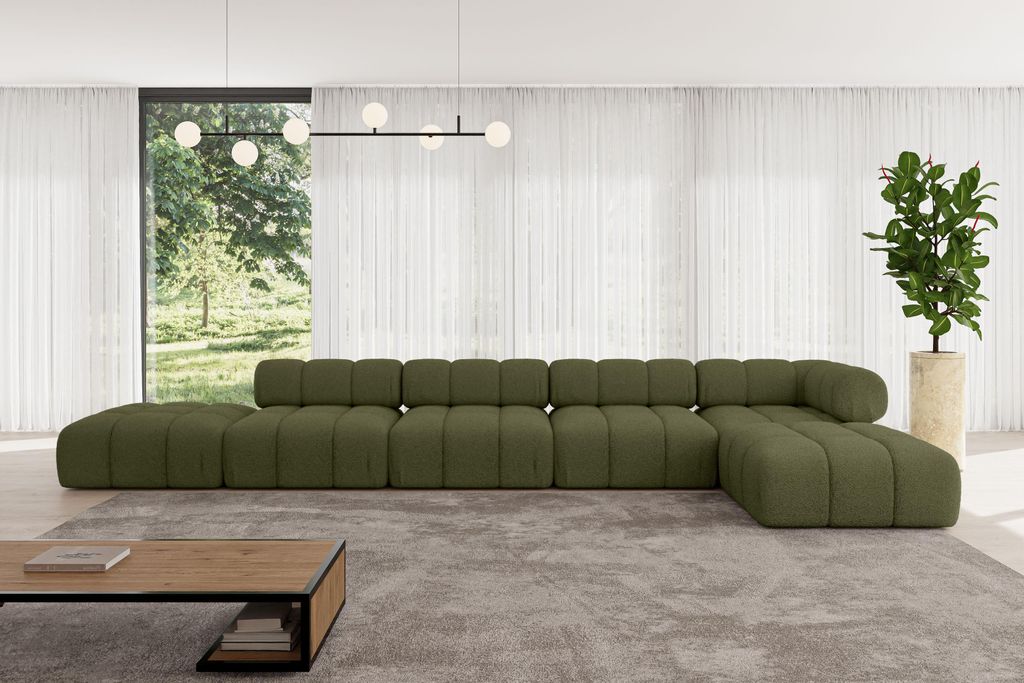 ALTDECOR Modulares Sofa Ecksofa in L-Form - Kerru-L3 - 475x190x70 cm Grün universal, links/rechts Corner modular Sofa Eckcouch Couch Wohnlandschaf...