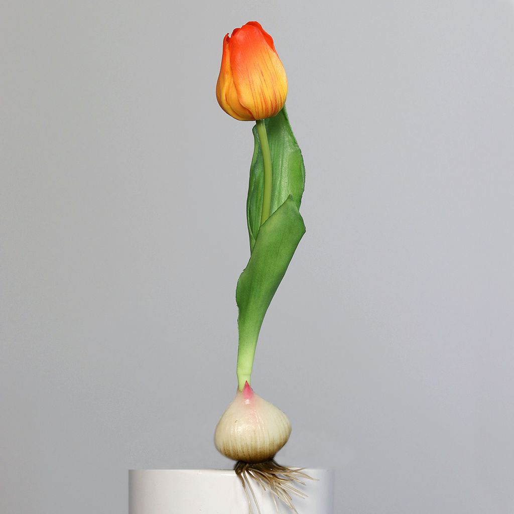 künstliche Tulpe mit Zwiebel orange grün H. 25cm DPI Kunstblumen