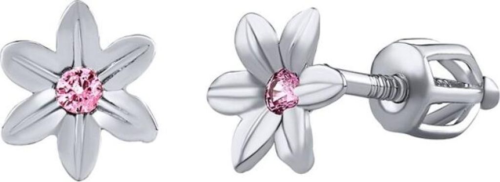 Silver Flower Earrings Beauty with Pink Brilliance Zirconia SILVEGOB70449BDSP