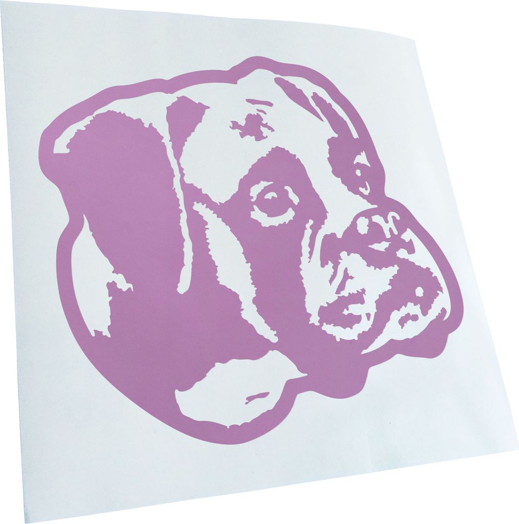 Kiwistar - Autoaufkleber - Boxer Hund - Flieder - 40x36cm - Aufkleber für Auto, Laptop, Fahrrad, LKW, Motorrad mehrfarbig JDM Decal Racing