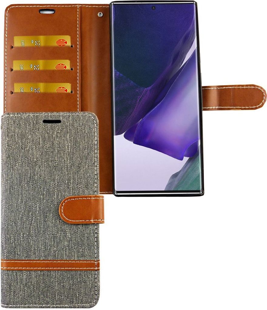 Samsung Galaxy Note 20 Ultra Handy Hülle Schutz-Tasche Case Cover Kartenfach Etui Wallet Grau