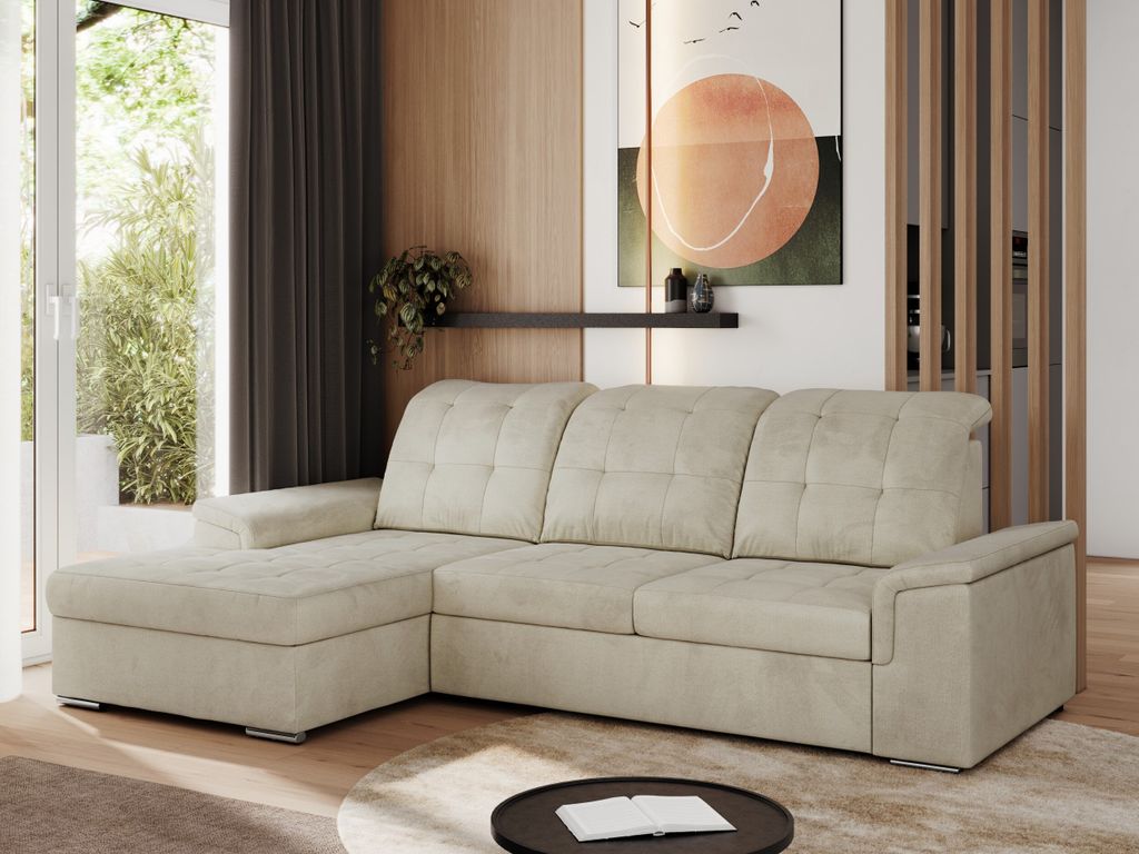 MKS MEBLE Sofa mit Schlaffunktion - Ecksofa mit Schlaffunktion und Bettkasten - Sofa 3 Sitzer - Schlafsofa - Couch - Schlafsofa mit Bettkasten - Ma...