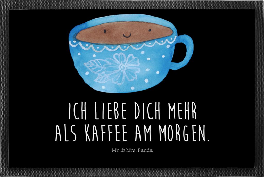 Mr. & Mrs. Panda Schmutzfangmatte Kaffee Tasse 50 x 75 cm - Schwarz - Geschenk, fußmatte, Lustige Sprüche, Geschmack, Schmutzmatte, Schuhabstreif...