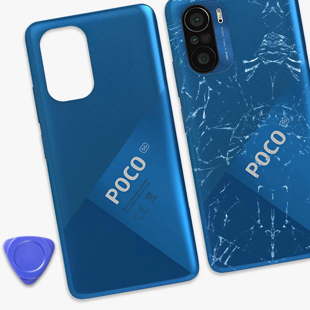 Coque arrière Xiaomi Poco F3 Service Pack Original Bleu avec Lentille