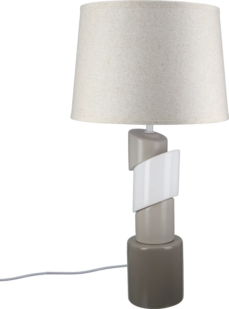 Lampe à poser Gilde Palier céramique marron crème gris H54cm 58260