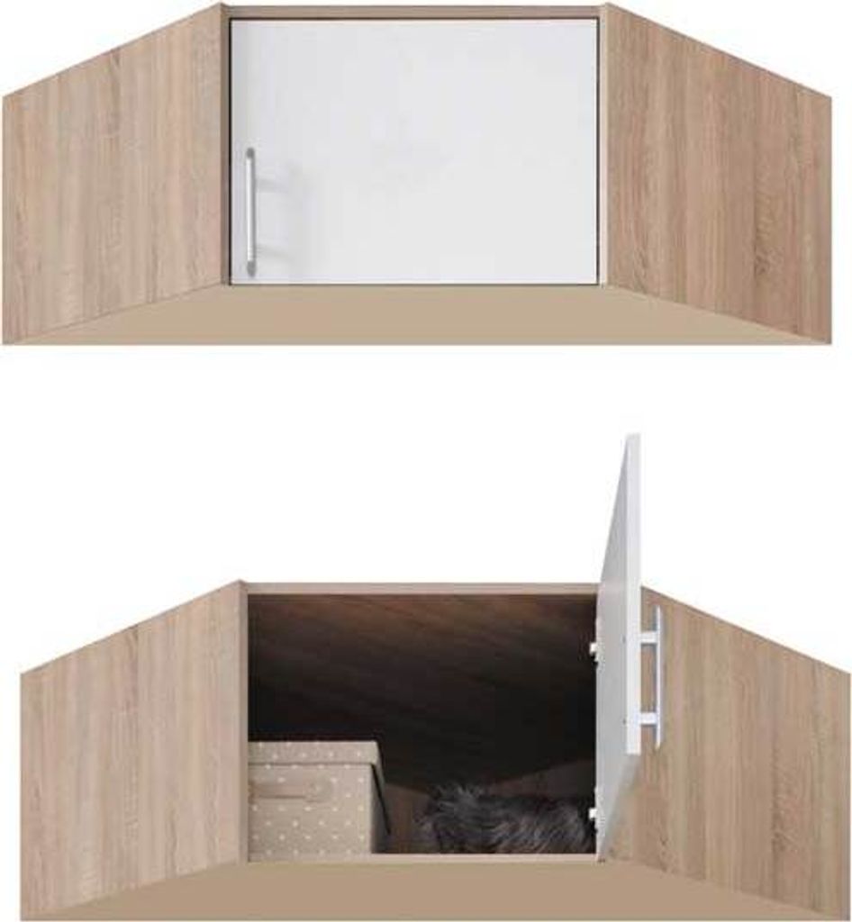 Aufsatz füt Eckschrank Smart 95x95x40cm Sonoma Eiche weiß 1-türig