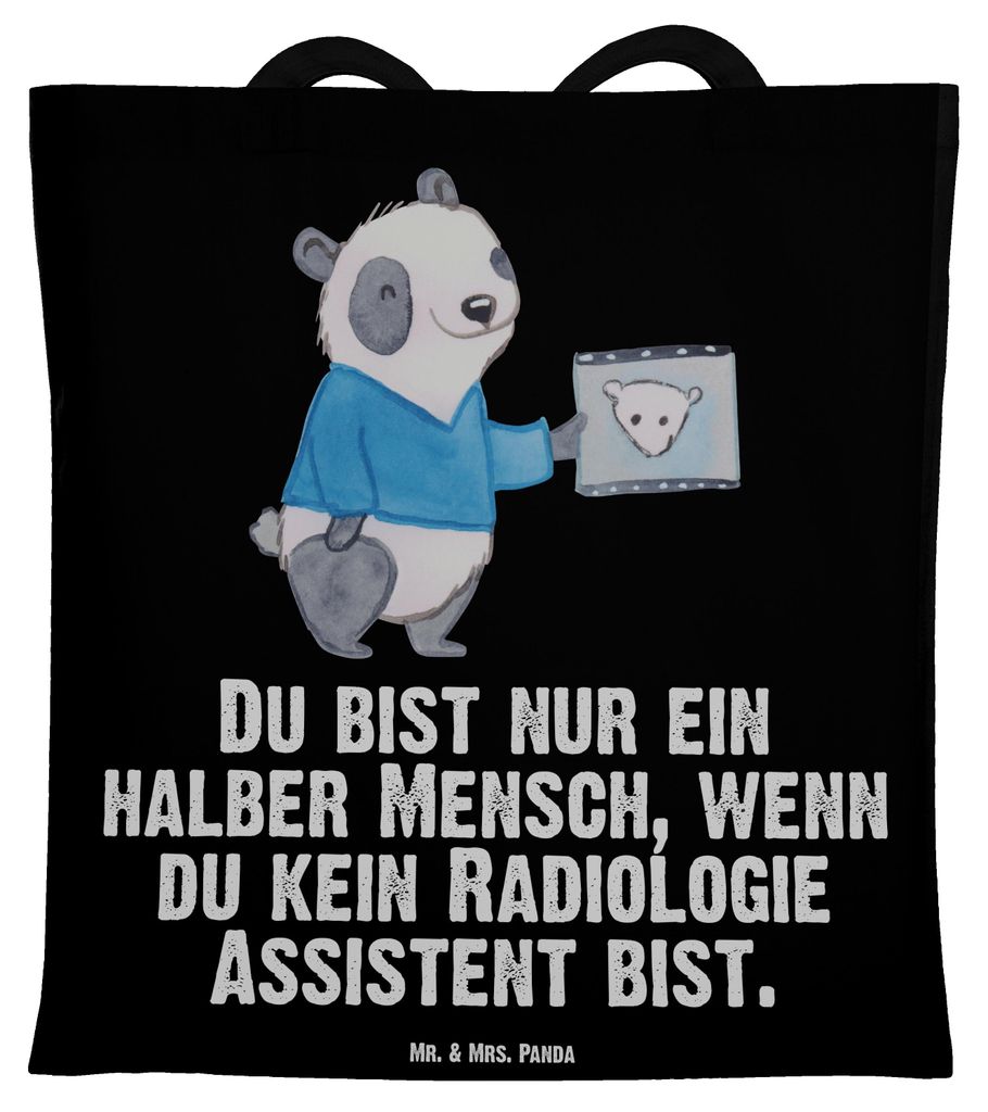 Mr. & Mrs. Panda Uni Tasche Radiologie Assistent Herz - Schwarz - Geschenk, Laptoptasche, Shopping, Tote Bag, Tragetasche, Schultasche