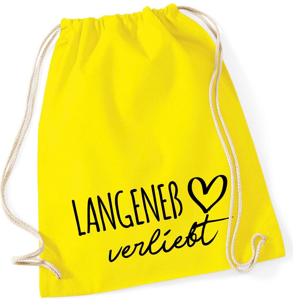 Huuraa Turnbeutel Langeneß verliebt 12 Liter Yellow Baumwolle Rucksack Geschenkidee