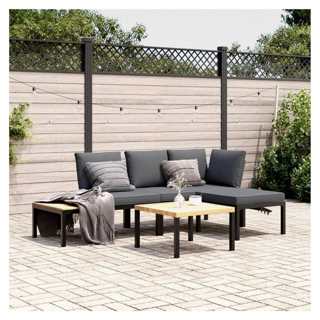 Gartenlounge Aluminium Gartenmöbel Set Wetterfest Outdoor Eckbank Verstellbare Lounge Balkon Möbel Terrassenmöbel-4-tlg