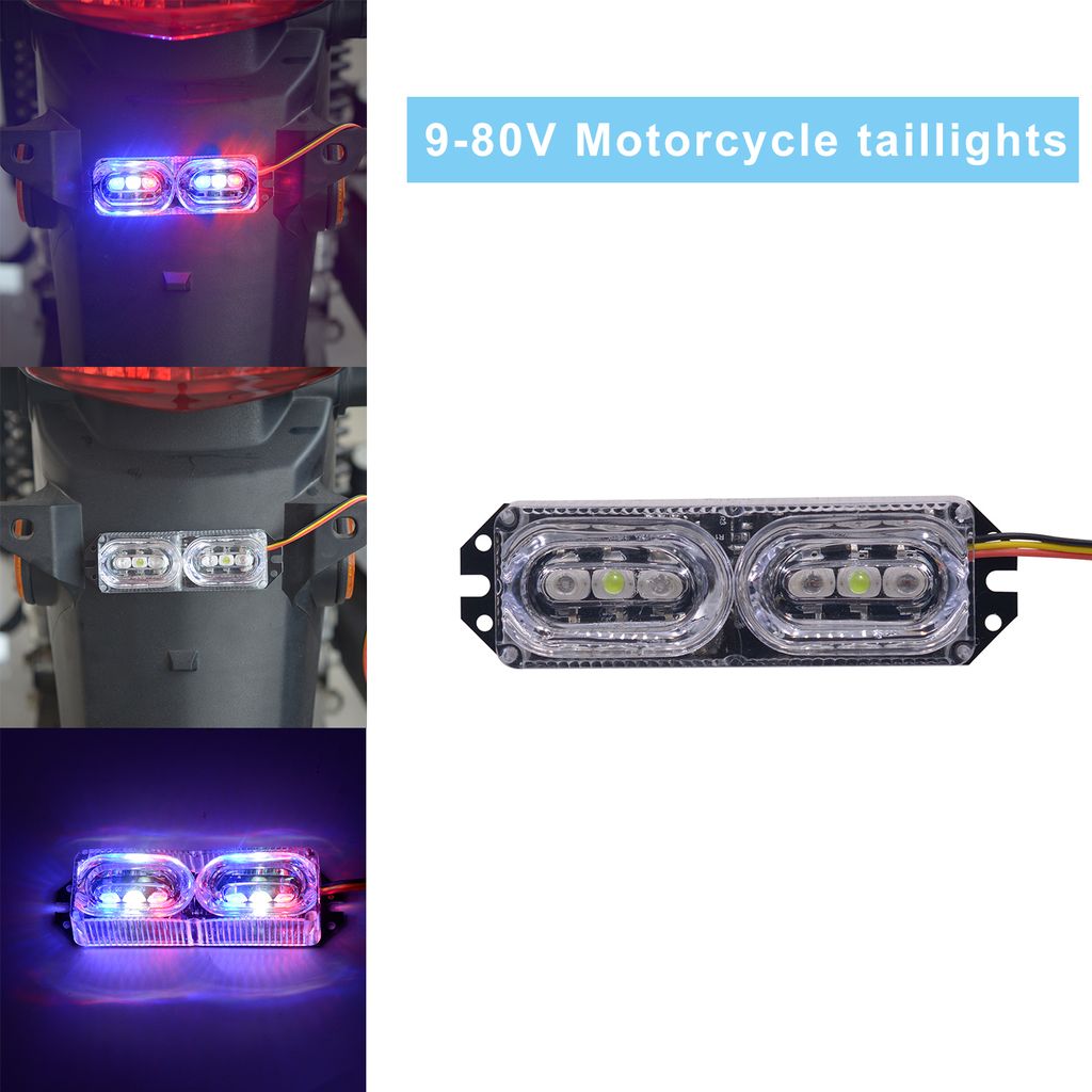 Motorrad Flashing Tail Light Led Bremse 9v-80v Hintere Lampe Zweifarbige Batterie-Lizenzplatte Farbe Bremse blinkende Kennzeichenleuchte 9-80