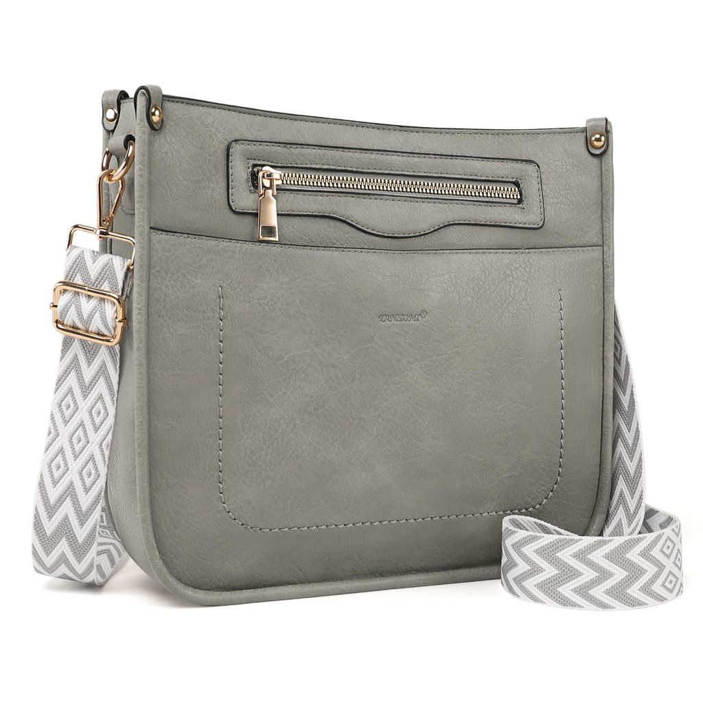 Umhängetasche Damen Handtasche mittelgroß Crossbody Bag multi pochette tasche Damenhandtasche mit Verstellbar Breitem Schultergurt (Grau)