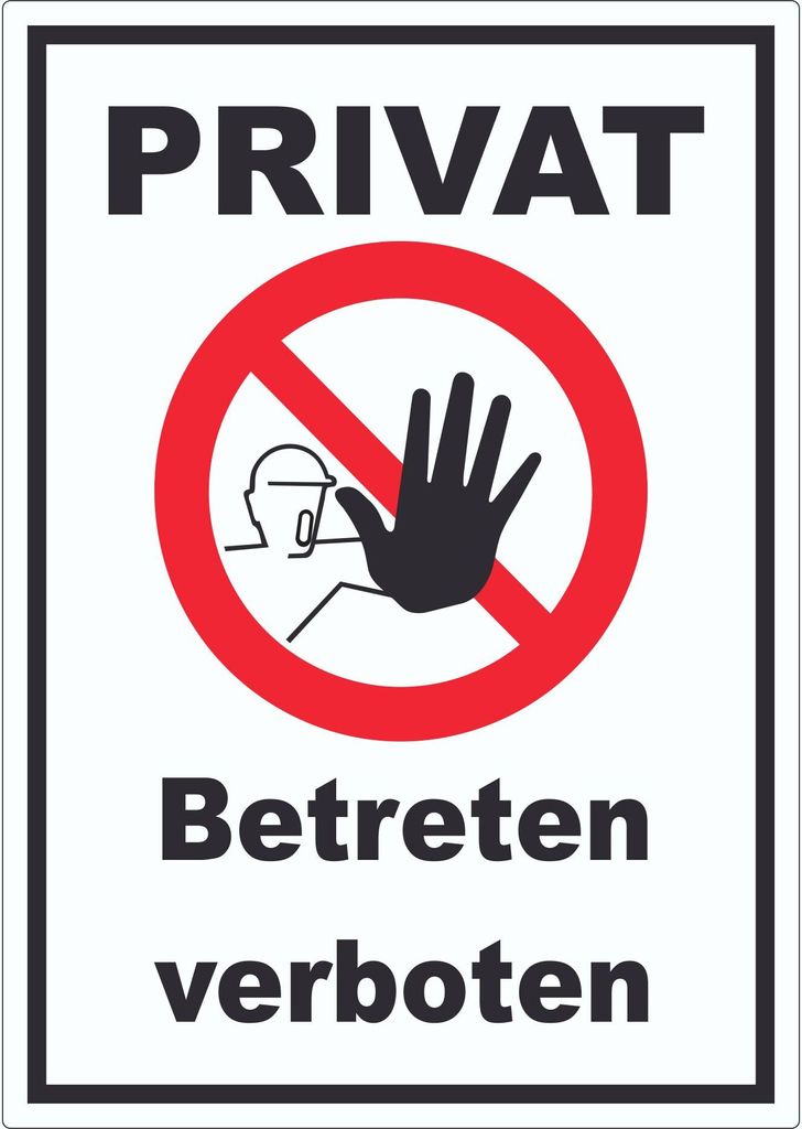 Privat Betreten verboten Aufkleber A8 (52x74mm)