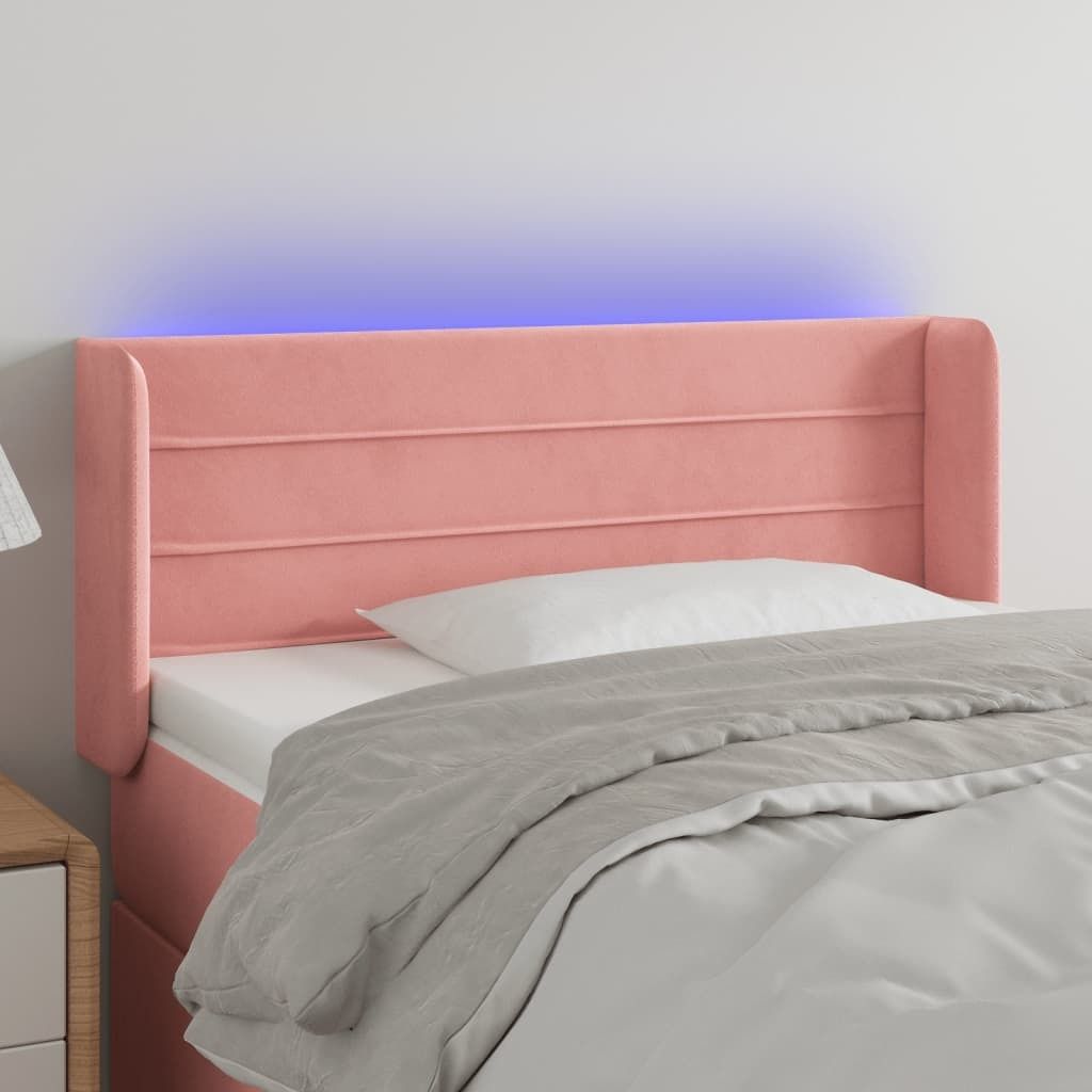 "2026 Promotion" LED Kopfteil - fürs Schlafzimmer - Rosa 83x16x78/88 cm Samt - Bettkopfteil CC6033