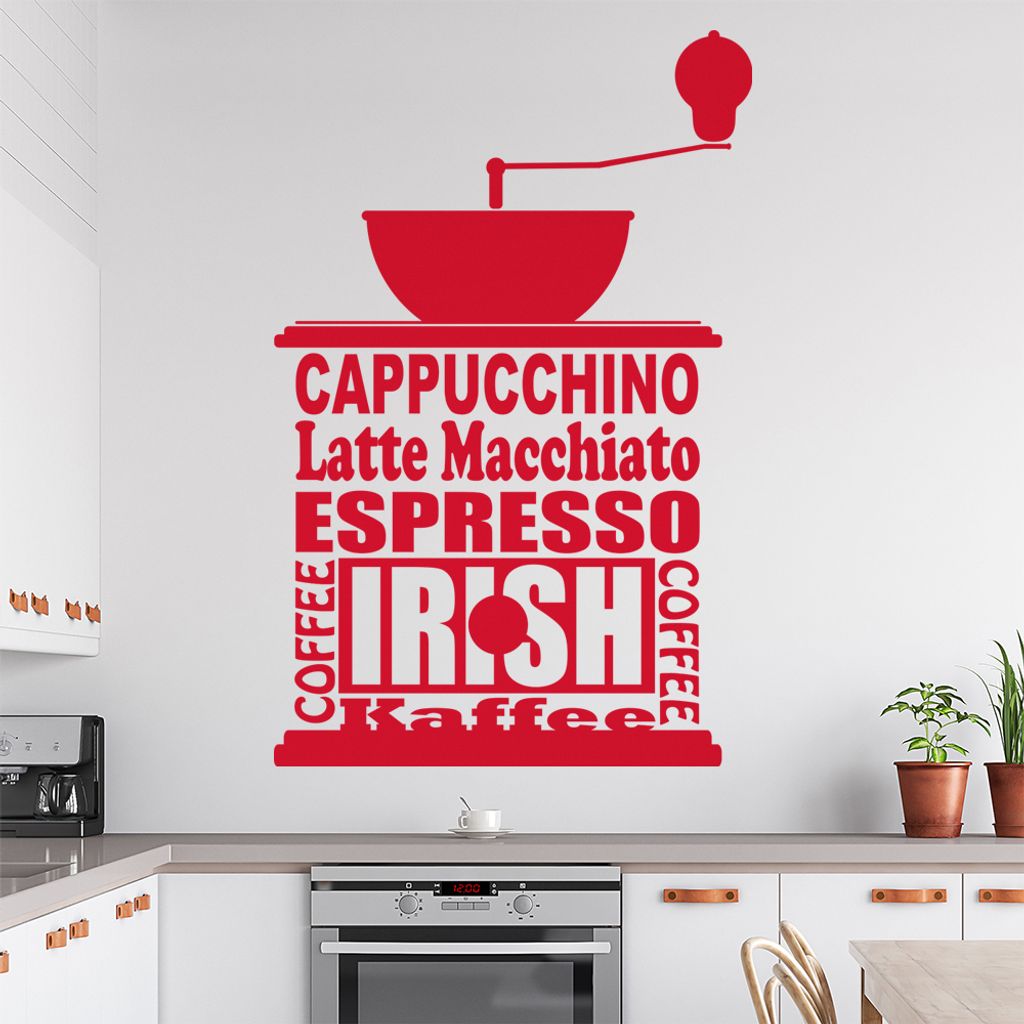 Kaffee Kaffeemaschine Wandtattoo in 6 Größen - Wandaufkleber Wall Sticker - Dekoration, Küche, Wohnzimmer, Schlafzimmer, Badezimmer