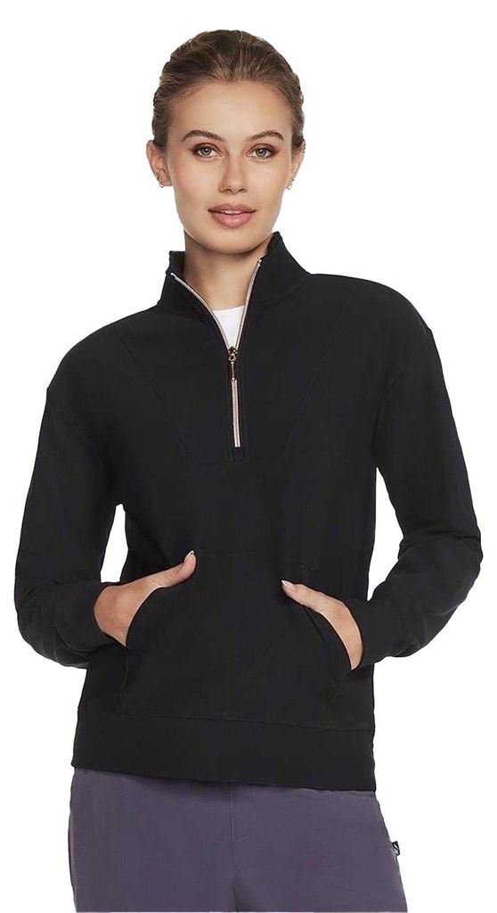 Skechers - "GoLuxe" Sweatshirt für Damen, mit kurzem Reißverschluss, gerippt GT21551 (34 DE) (Schwarz)