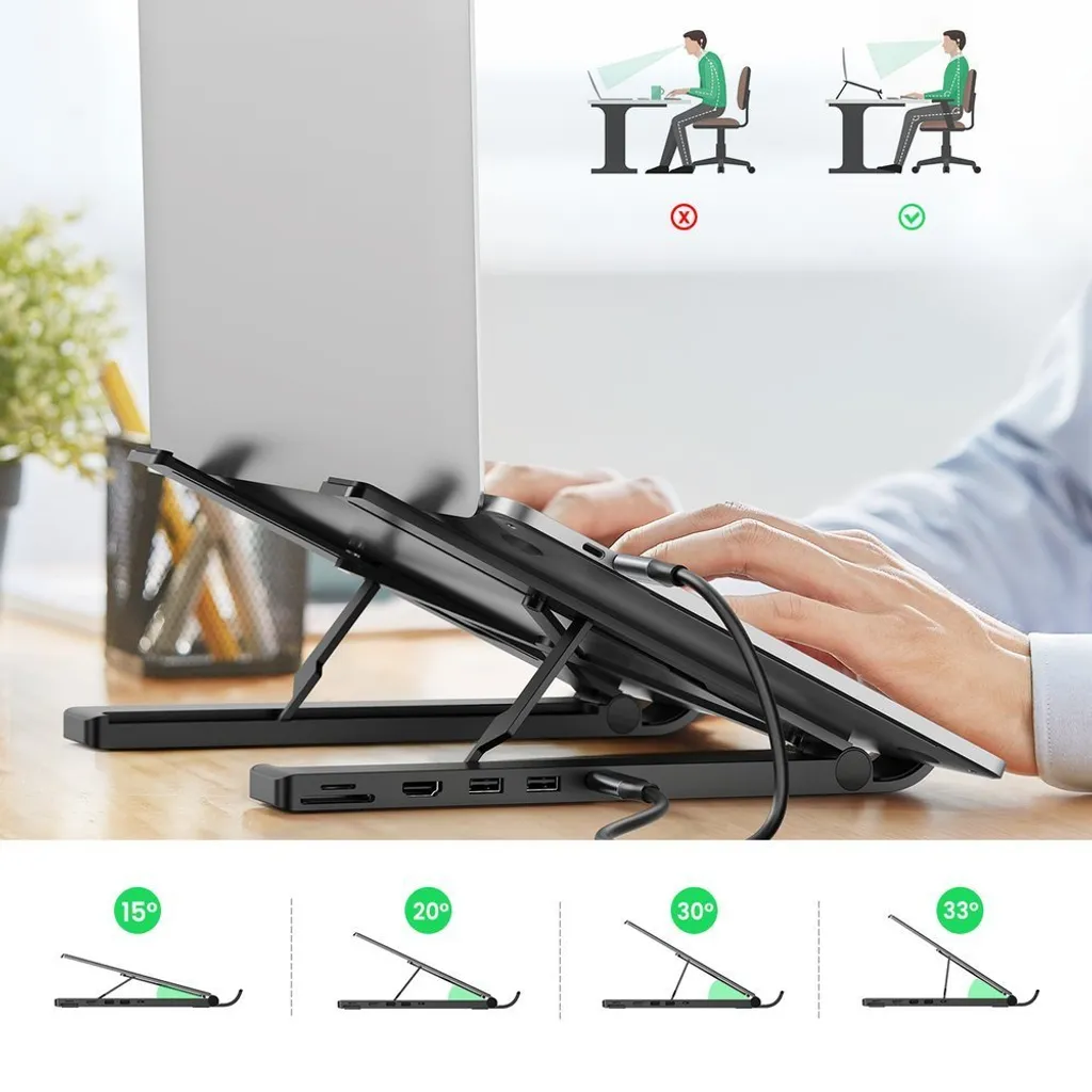Station d'accueil USB-C 5-en-1 Hub et Support Pliable Aluminium X-Kit - 12