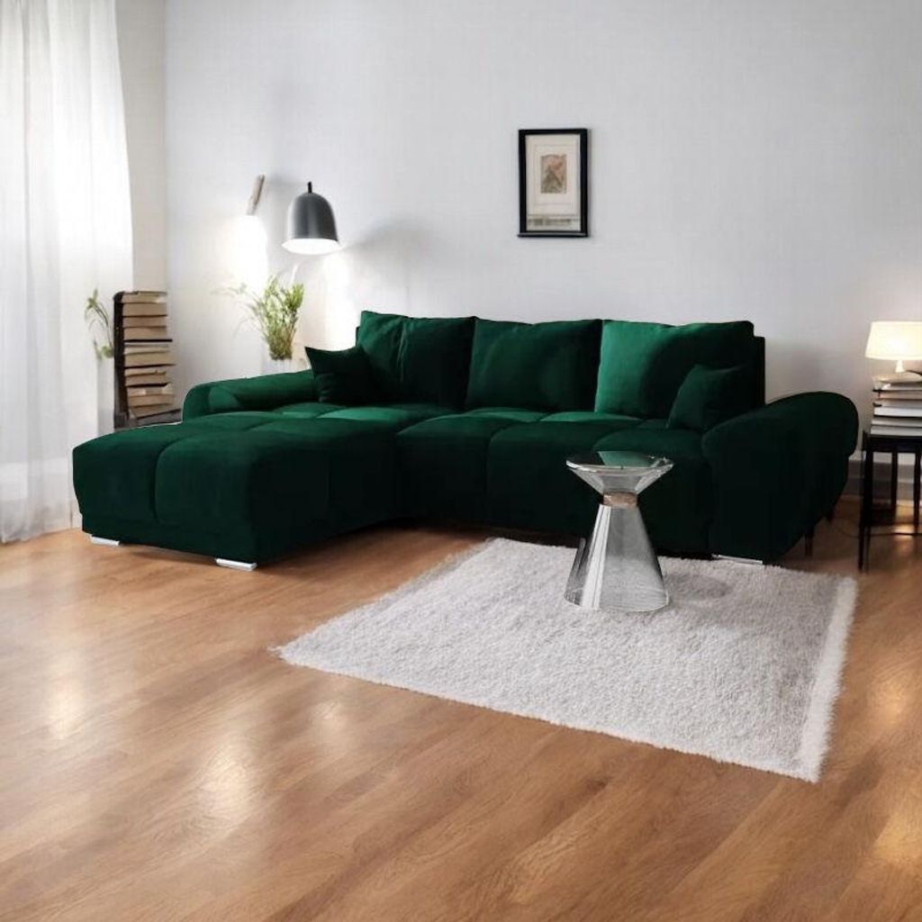 FurMeb24 ECKSOFA SYDNEY - 291 x 183 cm monolith 37 - mit schlaffunktion und bettkasten