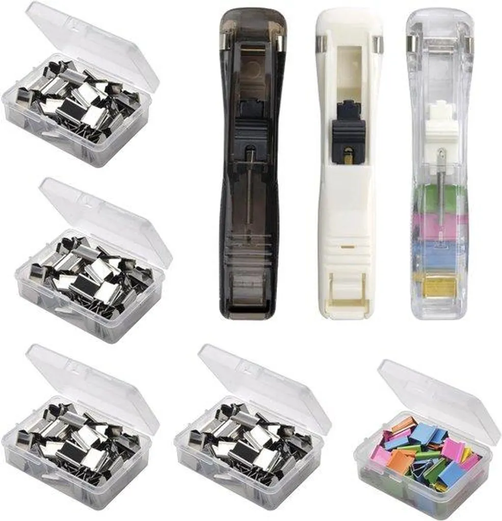 Distributeur de pinces portable en inox - Set de 3 avec 250 recharges
