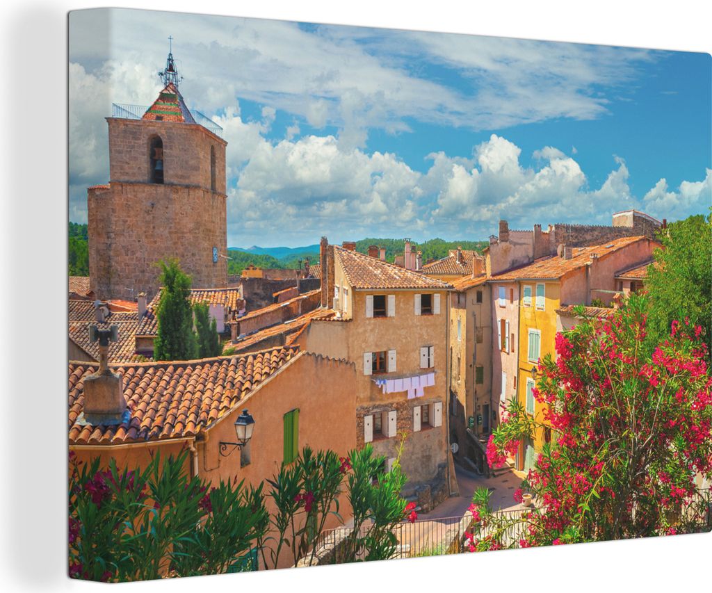 OneMillionCanvasses - Leinwandbilder - 140x90 cm, Die Straßen von Barjols in der Provence, Wandbilder Kunstdruck Wanddekoration