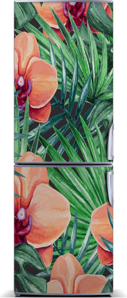 Tulup Kühlschrankdekoration - Magnetmatte - 60 cm x 180 cm - Magnet auf dem Kühlschrank - Orchid Und Palmen