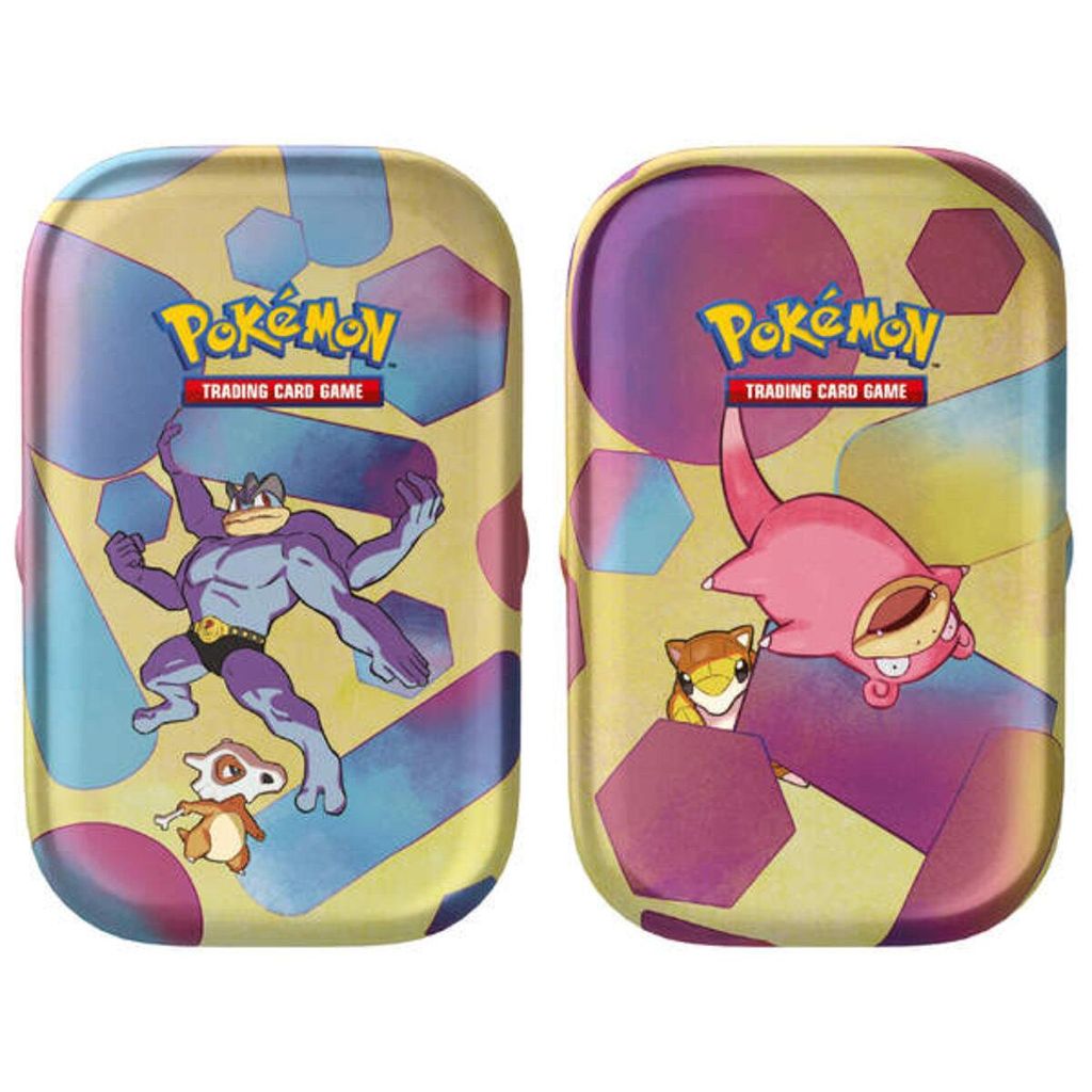 Two Pokemon trading card game mini tins side-by-side.