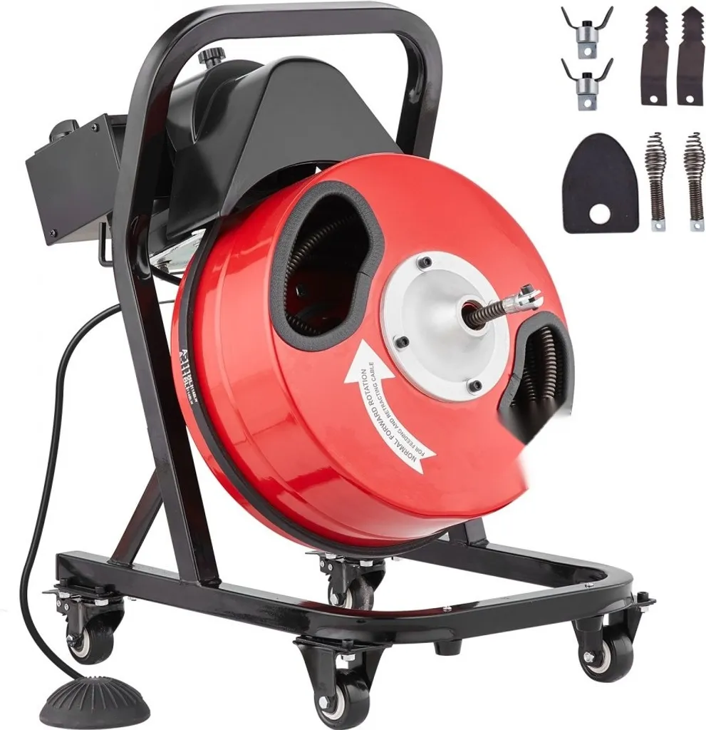 Machine de nettoyage de tuyaux 15m x 12,7mm avec roues pour sanitaires