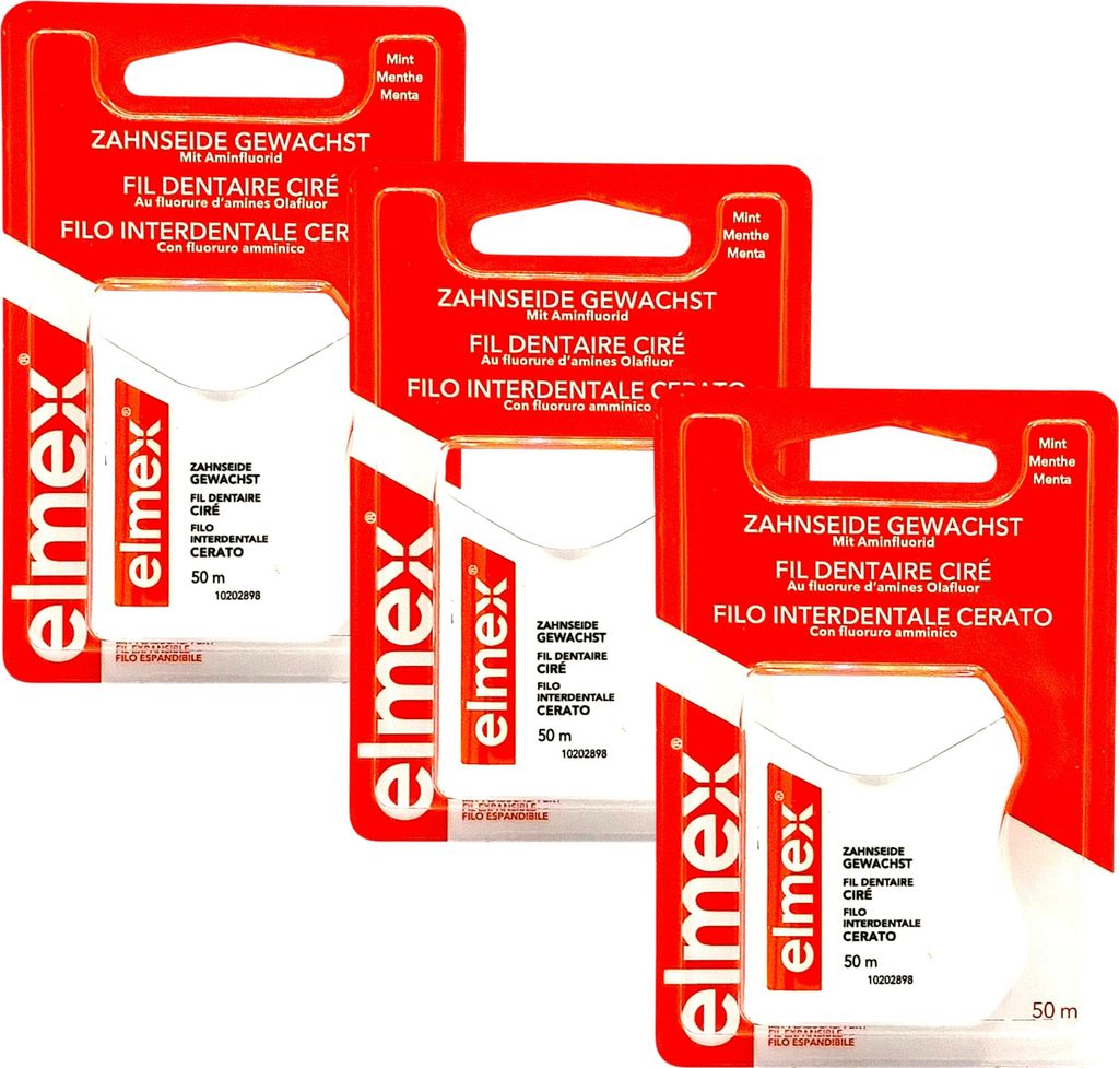 3x Elmex Zahnseide gewachst a 50m