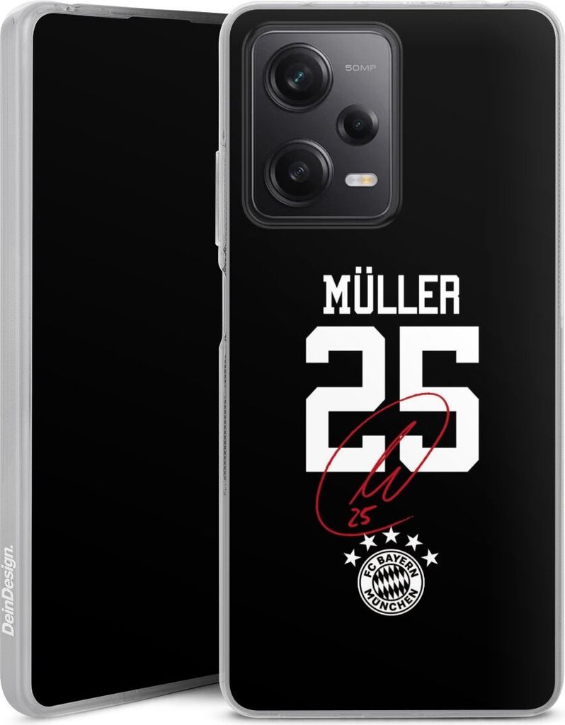 DeinDesign Handyhülle für Xiaomi Redmi Note 12 Pro 5G Silikon Hülle Case Smartphone Schutzhülle FC Bayern München FCB Thomas Müller