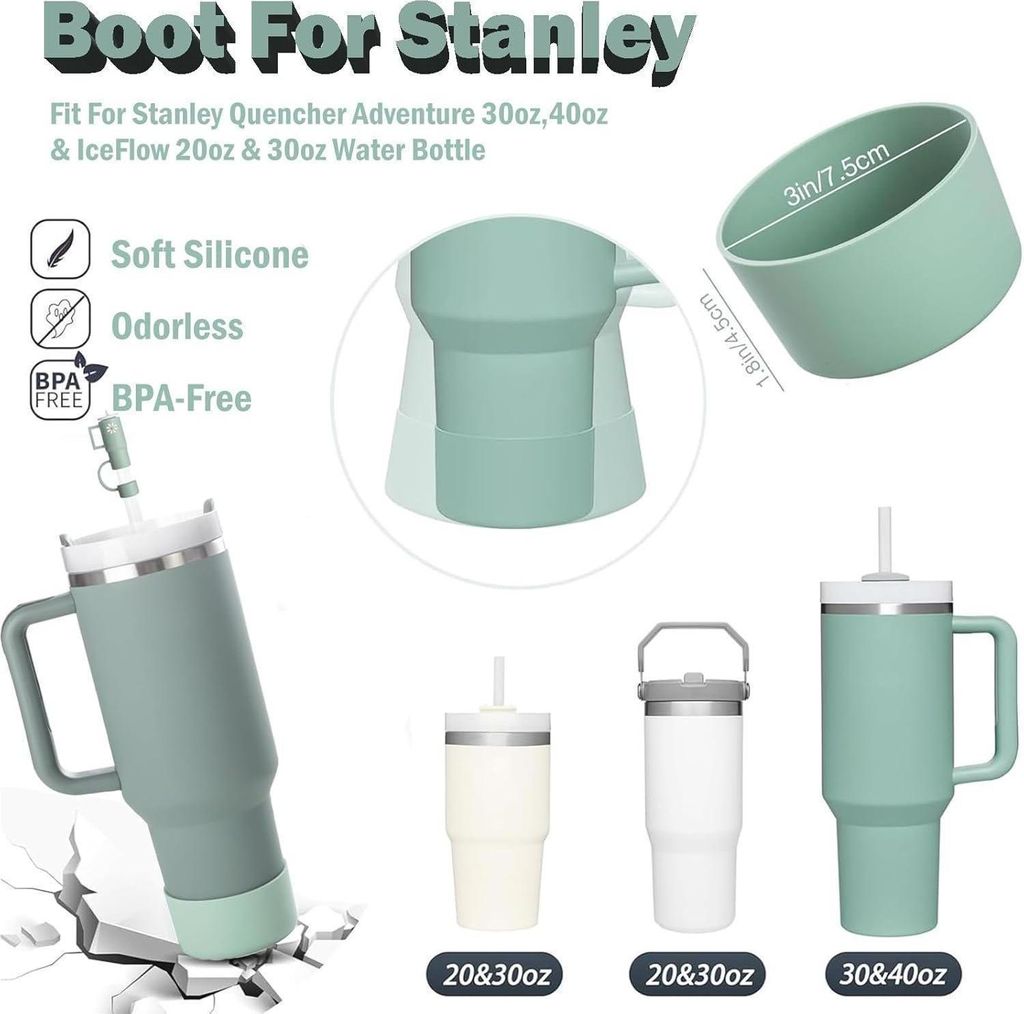 Hoher Silikon-Stiefel Für Stanley Quencher 1,2 L – Schutzunterseite Mit Griff & Strohhalm-Abdeckkappen