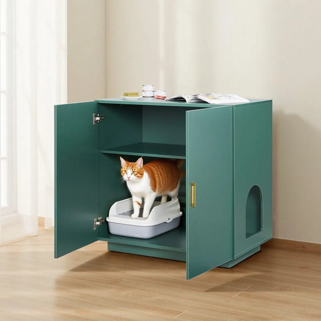 Table d'appoint cache litière chat - Meuble bois polyvalent pour salon - 8