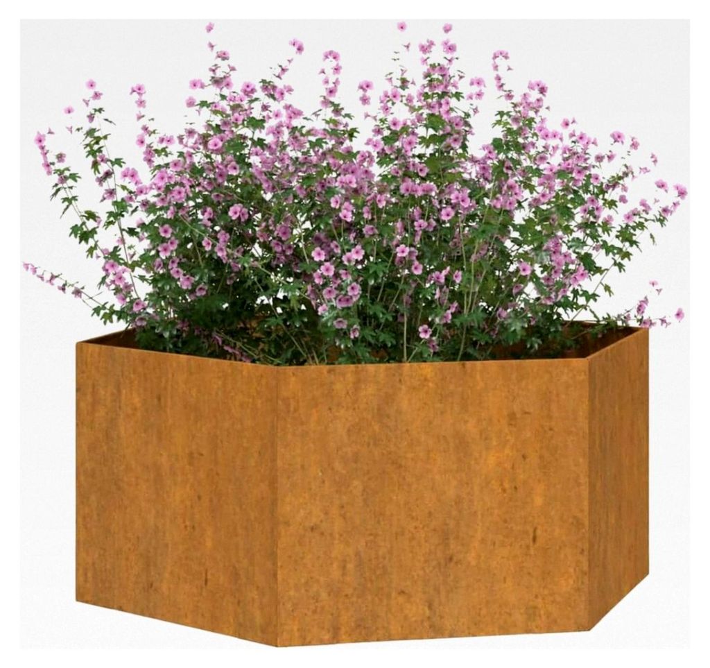 Pflanzkübel, Blumenkübel zum Selbstbau, Hochbeet für Garten, Balkon und Terrasse, Pflanzkasten aus Stahlrahmen, Blumenkasten, Grau Cortenstahl