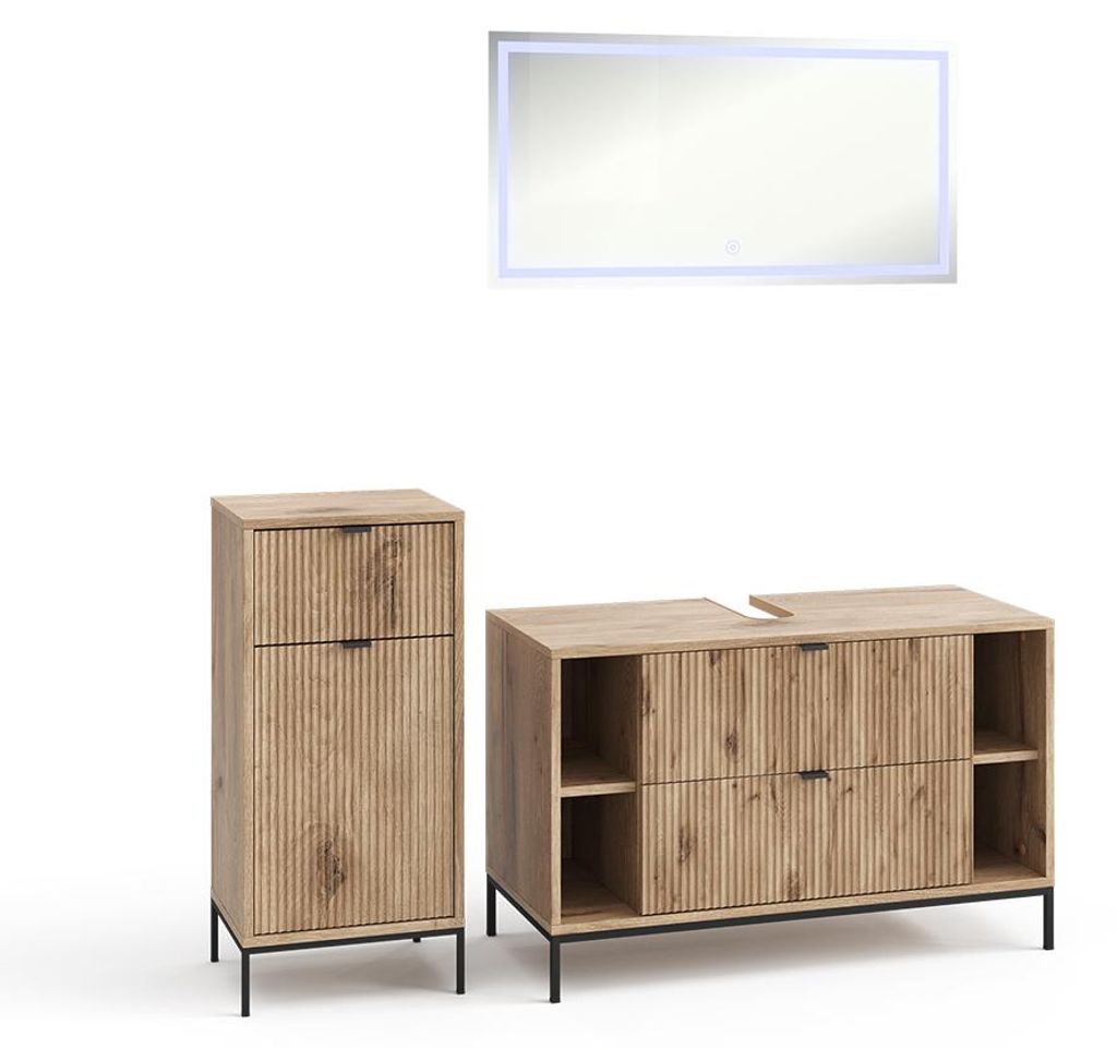 Vicco Badmöbel-Set Eliza, 3 Teile, Viking Oak