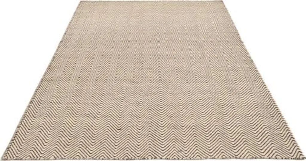 Tapis plat 90x160 cm facile à nettoyer motif chevron blanc et brun