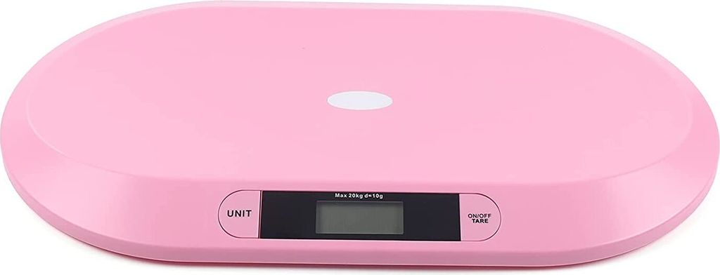 Babywaage Digital Kinderwaage Baby Scale Säuglingswaage Max 20Kg,LCD Display,Tara-Funktion,mit Handtuch + Lineal (Rosa)