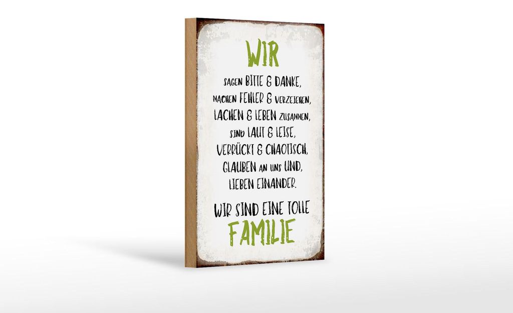 Holzschild Spruch 12x18cm wir sind eine tolle Familie