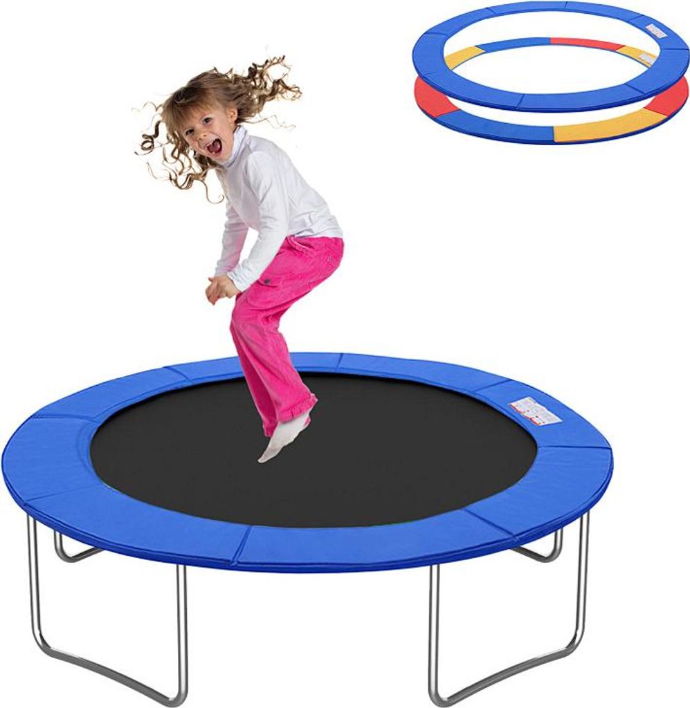 Izrielar Trampolin Randabdeckung Ø 305 cm Blau, Federabdeckung Randschutz, PVC & PE, UV-beständig