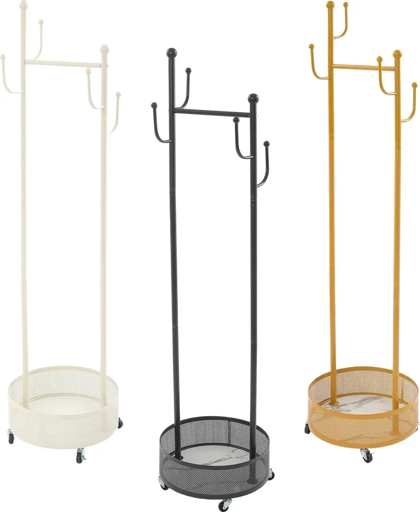 Stand Appendiabiti Oro con Rotelle - Attaccapanni 6 Ganci 170x45cm