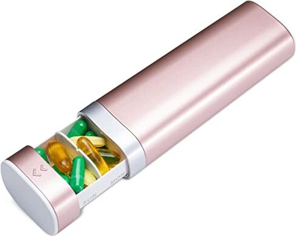 Pill Box 7 Tage, BPA e tägliche Schachtel, wöchentliche Reisemedizin Vitamine, Medikamente, Pillen, Tablettenorganisator auf Go (Pink)