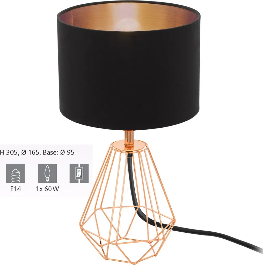 Lampada Eglo Carlton 2 Rame e Nero: Illuminazione d'Atmosfera Moderna - 16