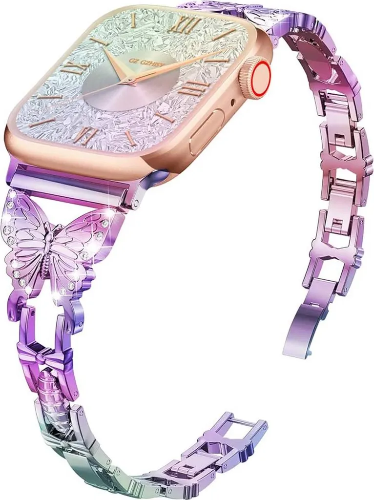 Bracciale Acciaio Viola Apple Watch 41/40/38mm Chiusura Farfalla